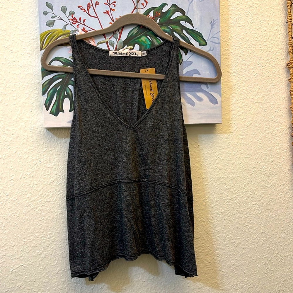 Michael Stars heathered charcoal grey, one size, tank top